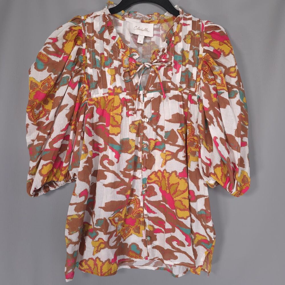 CLEOBELLA Women’s Top Blouse MEDIUM Boho Floral 100% Organic Cotton GOTS 175605